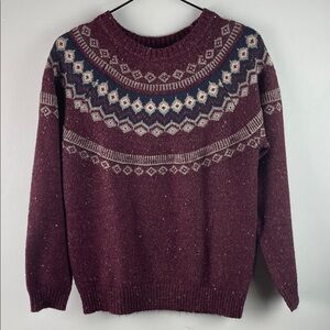 Weatherproof Burgundy Fair Isle Sweater Size S